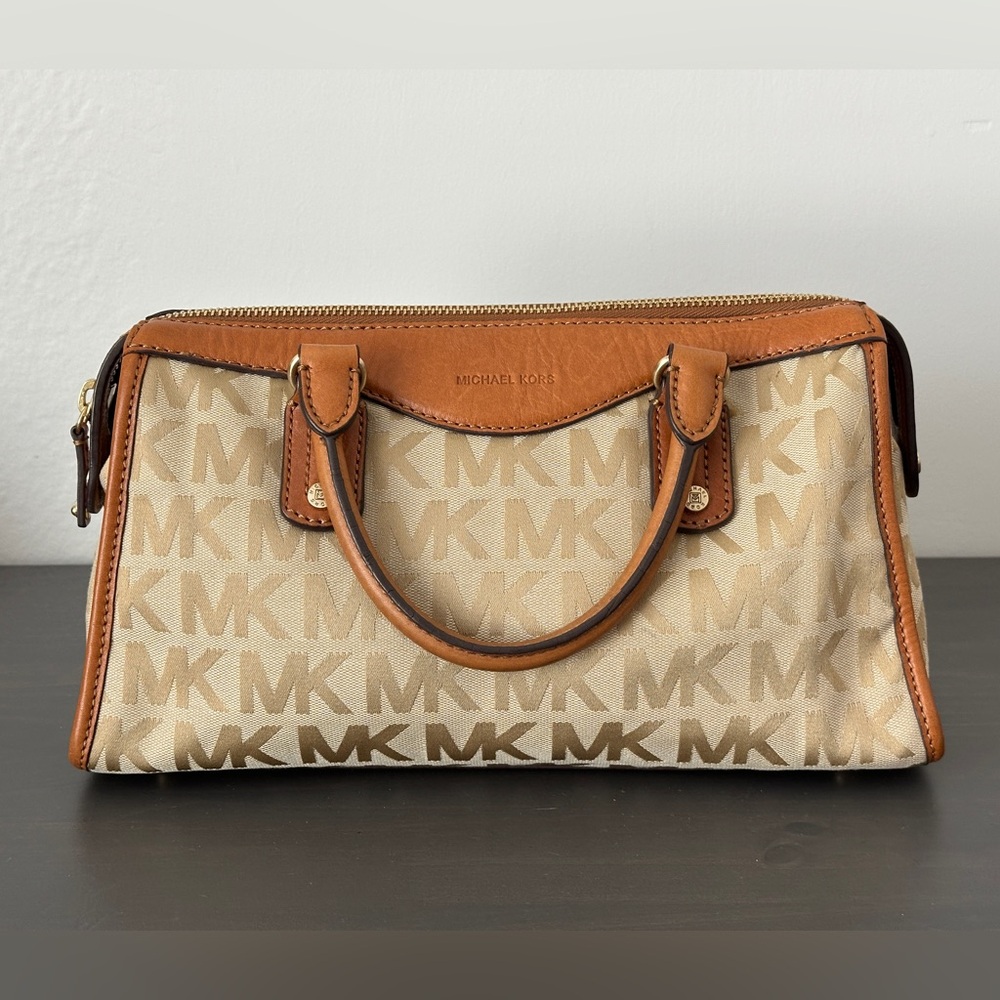 Michael Kors Beige and Brown Logo Handbag